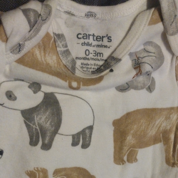 Carter's White and Brown Animal Print Bodysuits​ - Picture 2 of 6